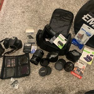 Canon EOS Rebel T7 - with green screen set up